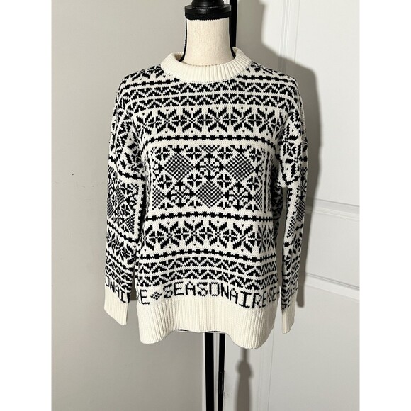Tuckernuck NEW Charcoal and Cream Fair Isle Sandwick Pullover Sweater Size S - Picture 3 of 9